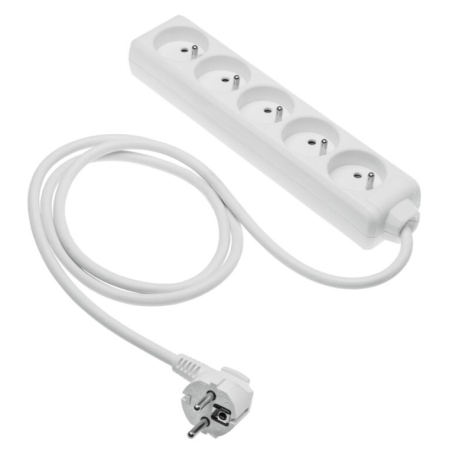 FERONERIE SI ACCESORII MOBILĂ - Prelungitor GTV cu 5 prize tip French, cablu de 3 m, alb