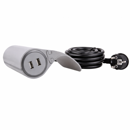 Priză electrică Design Light Sofa Box, 1 priză Schuko, 2 x USB, gri [8]