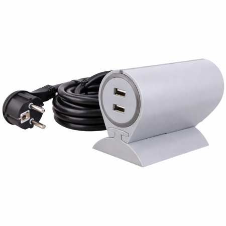 Prize încorporabile - Priză electrică Design Light Sofa Box, 1 priză Schuko, 2 x USB, gri