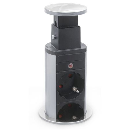 Priza incorporabila elevator GTV, D:60 mm, 3 prize, finisaj gri [1]