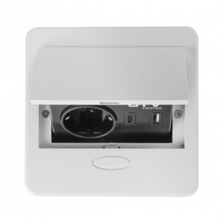 Priza incorporabila in blat Avaro, cu o priza Schuko si port incarcare USB A+C, finisaj alb [4]