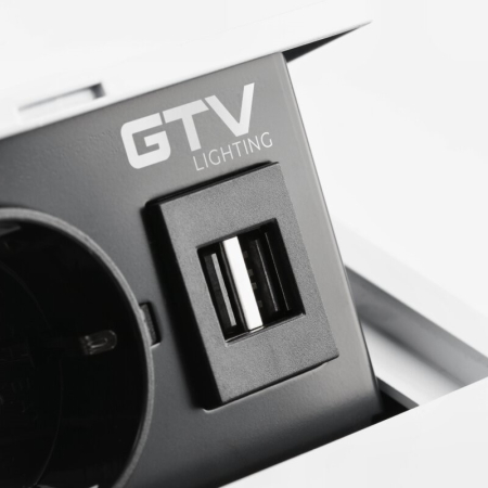 Priză încorporabilă în blat Avaro GTV, 1 priză Schuko, 2 x USB A, alb [7]