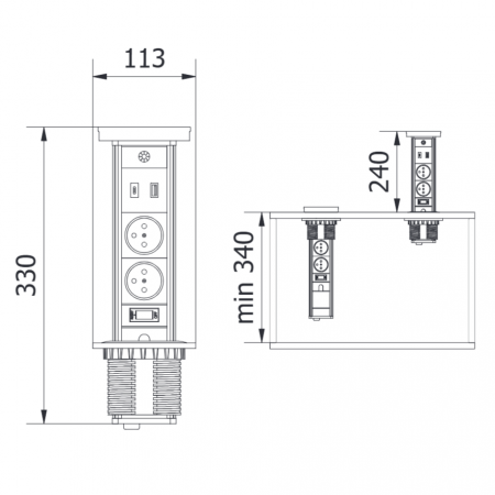 Priza incorporabila in blat Camino, cu incarcator wireless, 2 prize Schuko si 1 port incarcare USB tip A+C, finisaj alb [9]