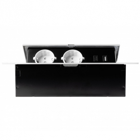 Priza incorporabila in blat, cu 2 prize Schuko si port incarcare USB A+C, finisaj alb [4]