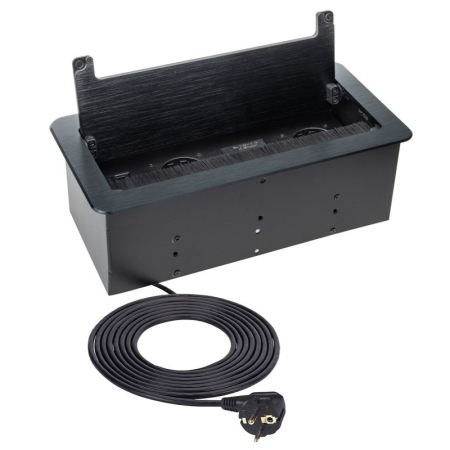 Prize încorporabile - Priză încorporabilă în blat Design Light Inbox, 2 prize Schuko, USB A + C, HDMI, RJ45, negru, 271 x 136 mm