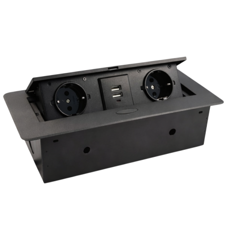 Priză încorporabilă în blat Design Light Kombibox, 2 prize Schuko, 2 USB, negru, 266 x 133 cm [0]