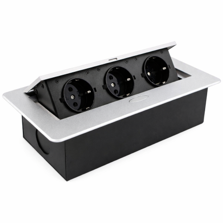 Priză încorporabilă în blat Kombibox, 3 prize Schuko, aluminiu, 266 x 133 cm [1]