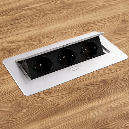 Priză încorporabilă în blat Kombibox, 3 prize Schuko, aluminiu, 266 x 133 cm [3]