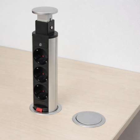 Priză încorporabilă în blat Design Light Lift Box, 3 prize Schuko, negru [3]