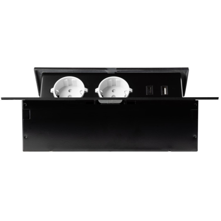 Priză încorporabilă în blat GTV, 2 prize Schuko, USB A + C, negru, 265 x130 mm [5]