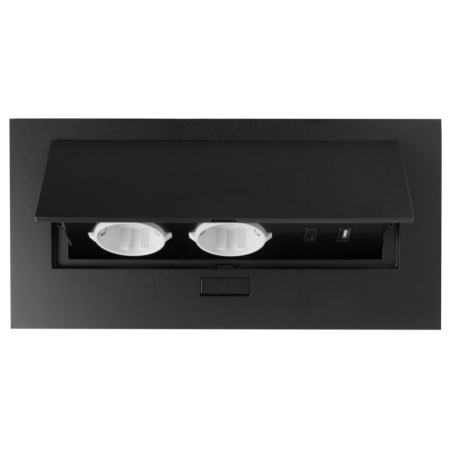 Priză încorporabilă în blat GTV, 2 prize Schuko, USB A + C, negru, 265 x130 mm [2]