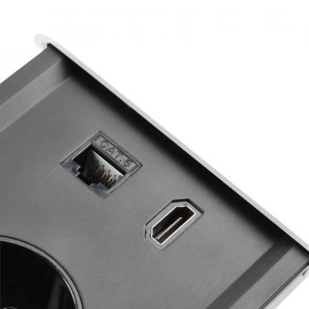 Priza incorporabila in blat Prestino, cu 2 prize Schuko, 2 porturi incarcare USB tip A + C, 1 port HDMI si 1 port RJ45, finisaj alb [4]