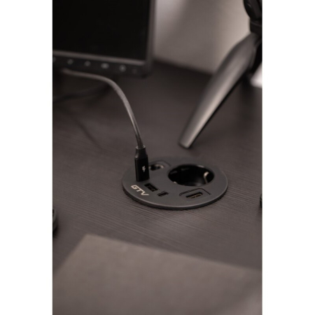 Priză încorporabilă în blat Rondo GTV, 1 priză Schuko, 1 x USB A, 2 x USB C, HDMI, RJ45, negru, D:90 mm [6]