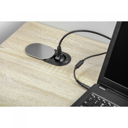 Priza incorporabila in blat Slide, cu o priza Schuko si port incarcare USB tip A, finisaj otel inoxidabil [2]