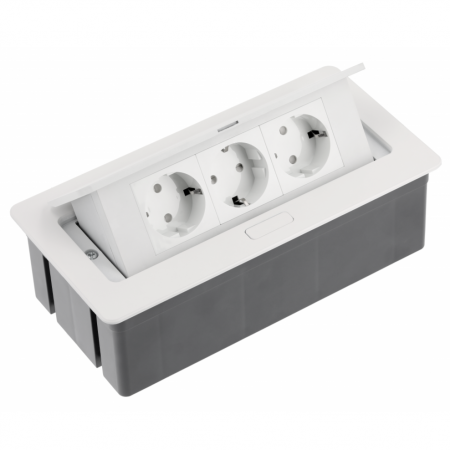 Priza incorporabila in blat Soft, cu 3 prize Schuko, finisaj alb [1]