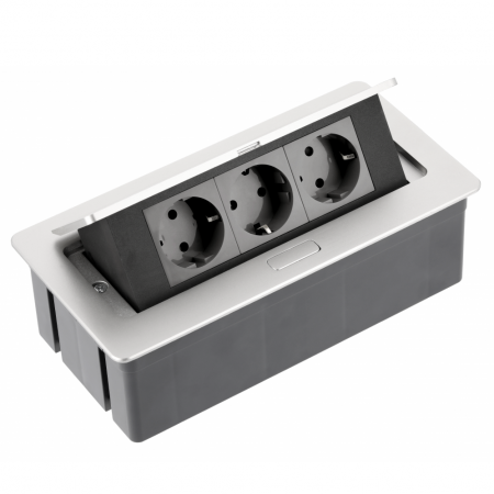 Priza incorporabila in blat Soft, cu 3 prize Schuko, finisaj aluminiu [2]