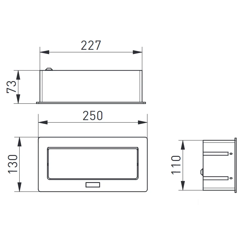 Priză încorporabilă în blat Soft GTV, 2 prize Schuko, USB A + C, aluminiu, 250 x 130 mm [1]