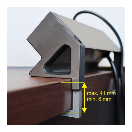 Priză pentru birou Design Light Desk Box, 3 prize Schuko, USB A + C, oțel periat / negru, 244 x 82 mm [3]