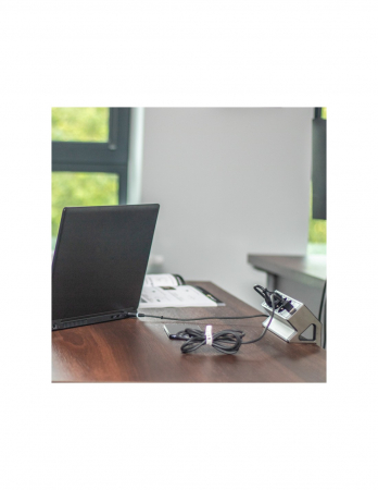 Priză pentru birou Design Light Desk Box, 3 prize Schuko, 2 x USB A, gri / negru, 244 x 81 mm [1]