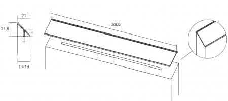 Profil maner Steep, finisaj anodizat aluminiu lucios, L:3000 mm [3]