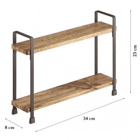 Raft York cu 2 etaje din lemn de acacia, 34x8x23 cm [4]