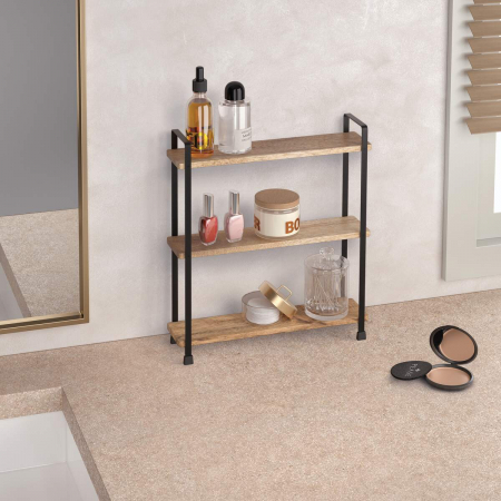 Raft York cu 3 etaje din lemn de acacia, 34x8x38 cm [1]