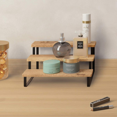 Raft York pentru condimente, cu 3 etaje din lemn de acacia, 27x23x13 cm [3]