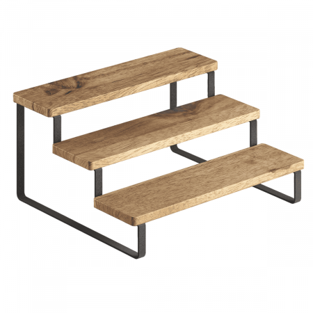 Rafturi depozitare - Raft York pentru condimente, cu 3 etaje din lemn de acacia, 27x23x13 cm