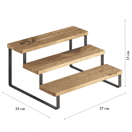 Raft York pentru condimente, cu 3 etaje din lemn de acacia, 27x23x13 cm [4]