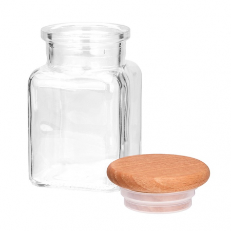 Recipient din sticla pentru condimente, cu capac din lemn, 150 ml [1]