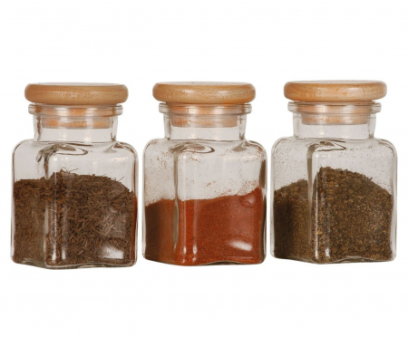 Recipient din sticla pentru condimente, cu capac din lemn, 150 ml [2]
