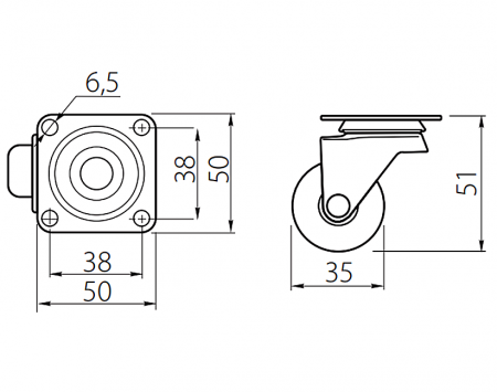 Rotila silicon fara frana, transparenta, D:35 mm [1]
