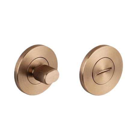 Mânere ușă baie - Set 2 rozete rotunde pentru ușă de baie Brooklyn Viefe, alamă cava periată, D:55 mm