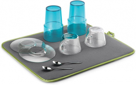 Scurgatoare pentru vase si ustensile - Scurgator de vase Softex, din microfibra, gri cu verde 45x40 cm