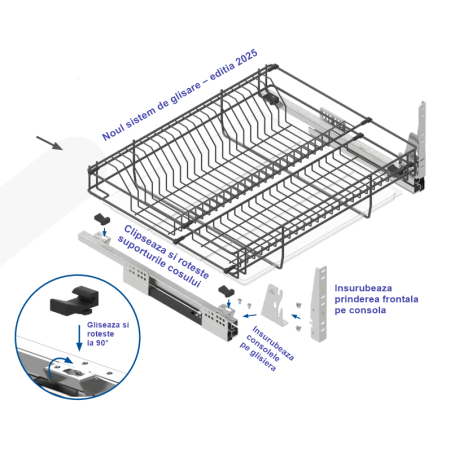 Scurgator de vase tip sertar cu extragere totala, Variant Multi Rejs Full, L:450 mm, finisaj crom, pentru latime exterioara corp 600 mm [1]