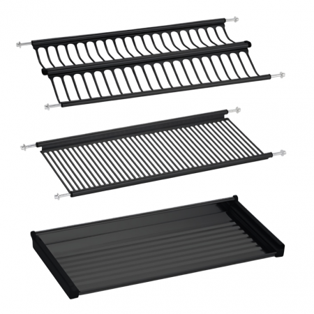 Scurgatoare pentru vase si ustensile - Scurgator pentru vase, montabil in dulap de bucatarie cu dimensiune de 600 mm, finisaj negru