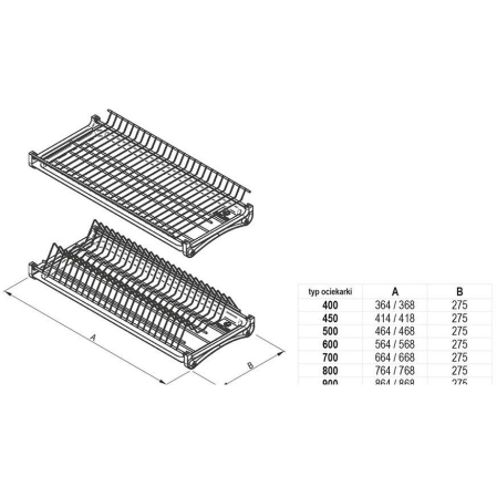 Scurgator pentru vase Variant 3, montabil in dulap de bucatarie cu dimensiune exterioara de 800 mm [4]