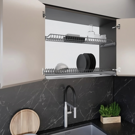 Scurgator, picurator vase, cu doua tavi, model 701, din otel, pentru latime exterioara corp 600 mm, finisaj gri aluminiu [2]