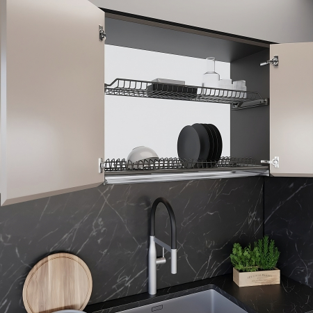 Feronerie si accesorii bucatarie - Scurgator, picurator vase, model Orion 701, din otel, pentru latime exterioara corp 900 mm, finisaj grafit