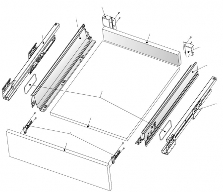 Sertar cu amortizare si laterale metalice gri Cosmos 450 mm [2]