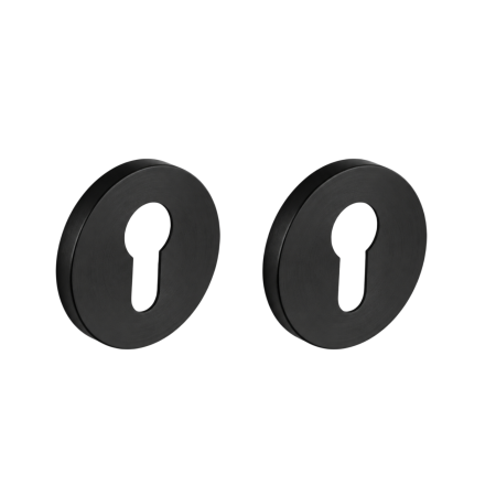 Mânere ușă cu cilindru - Set 2 rozete rotunde pentru ușă cu cilindru Boto Viefe, negru periat, D:55 mm