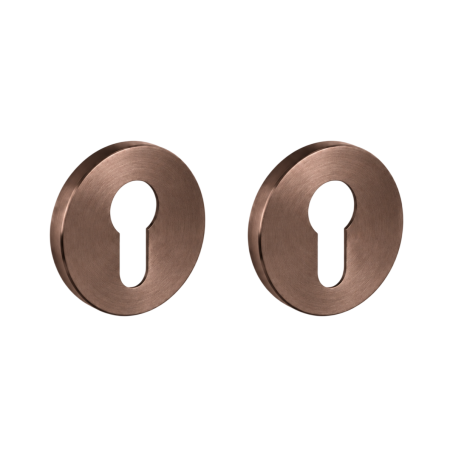 Mânere ușă cu cilindru - Set 2 rozete rotunde pentru ușă cu cilindru Brooklyn Viefe, bronz periat, D:55 mm
