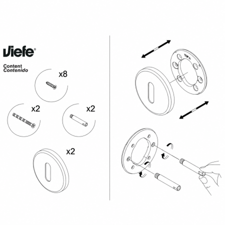 Set 2 rozete rotunde pentru ușă de cameră Boto Viefe, negru periat, D:55 mm [2]