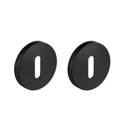 Mânere ușă cameră - Set 2 rozete rotunde pentru ușă de cameră Boto Viefe, negru periat, D:55 mm