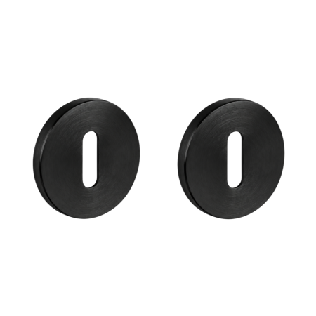 Mânere ușă cameră - Set 2 rozete rotunde pentru ușă de cameră Brooklyn Viefe, negru periat, D:55 mm