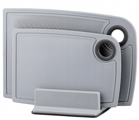 Tocatoare si plansete bucatarie - Set 2 tocatoare din plastic antiderapante S, M, cu suport, gri