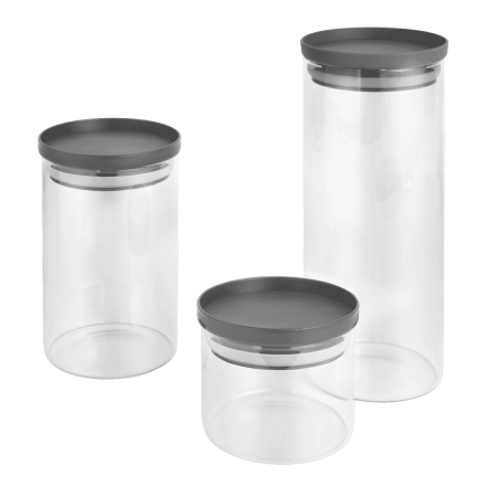 Set 3 borcane sticla borosilicat, pentru condimente, transparente, D:10 cm [2]