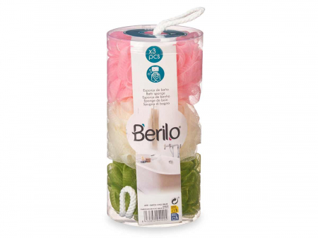 Accesorii diverse - Set 3 bureti baie pentru exfoliere cu suport
