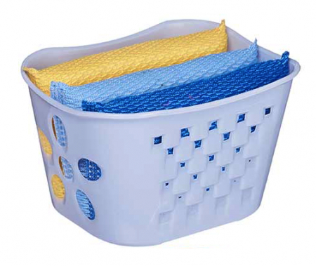 Accesorii pentru curatenie casa - Set 3 bureti curatare cu suport plastic, albastru