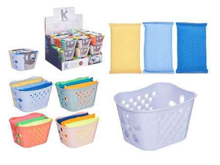 Set 3 bureti curatare cu suport plastic, albastru [2]